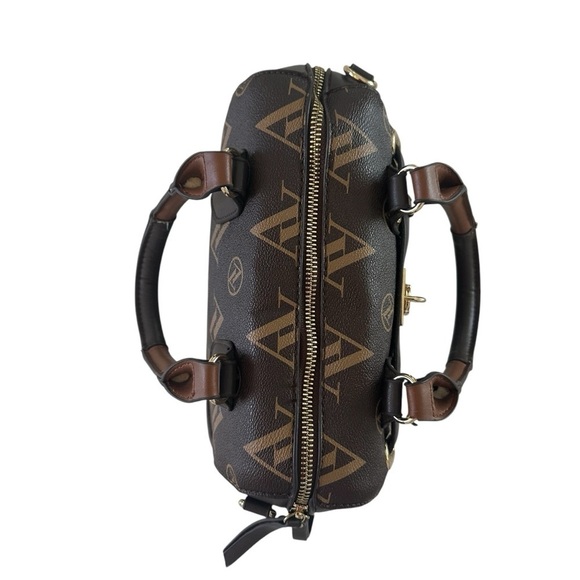 Adrienne Vittadini Brown Logo Satchel Handbag - Picture 10 of 12